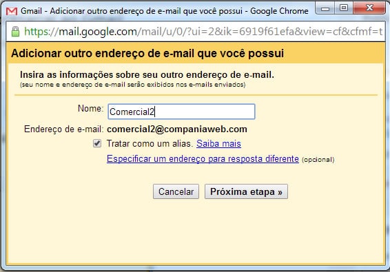 vincular conta gmail